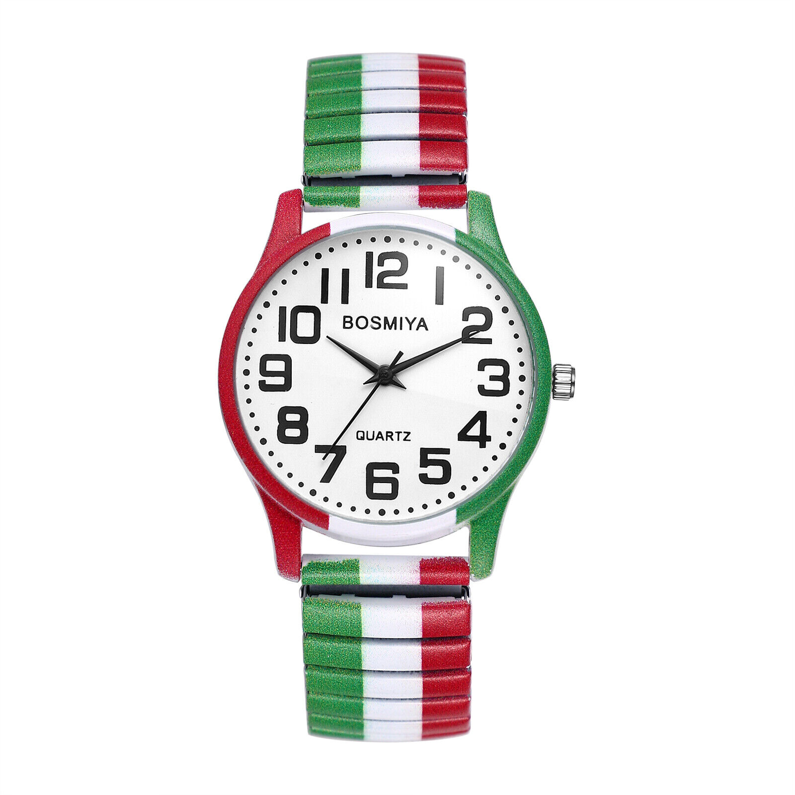 Italian Flag Color Stretch Band Boho Watch for Men and Women