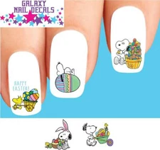 Waterslide Nail Decals - Set of 20 Happy Easter Snoopy Woodstock Assorted