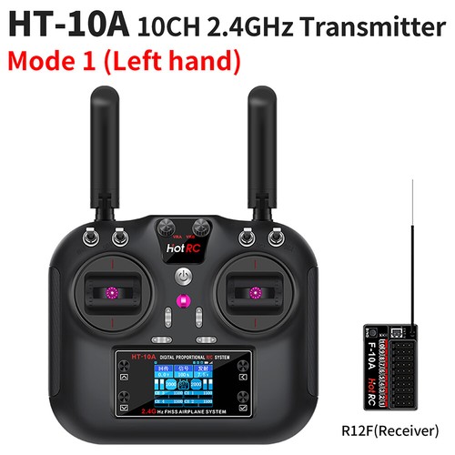 HOTRC HT-10A 2.4G 10CH RC Transmitter Remote Control System with F-10A Receiver - Picture 24 of 27