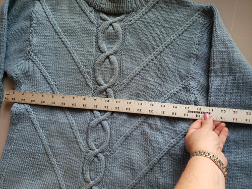 Vintage handgestrickter hausgemachter hellblauer Wollpullover Gr. S/M - LESEN - Bild 6 von 12