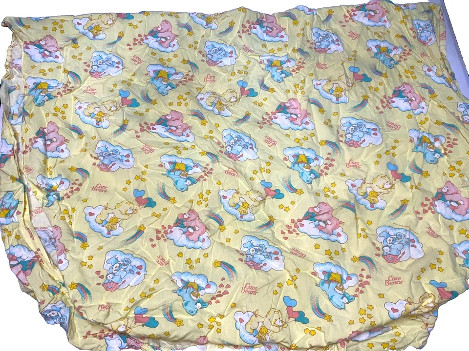 M9 *WOW* Sábana Ajustable Vintage CARE BEARS AMARILLA Cuna Niño Pequeño Foto 3 de 4