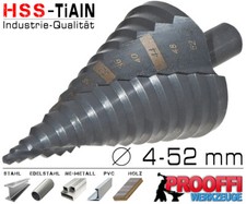 Stufenbohrer Spiral Schäl Bohrer Konus Metall Fräser HSS TiALN Ø 4 - 52mm C9271