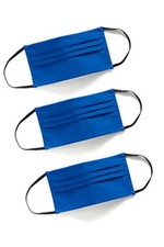 Lands' End Unisex Adult Youth Teen Face Mask Pleated Royal Blue pack of 3 New
