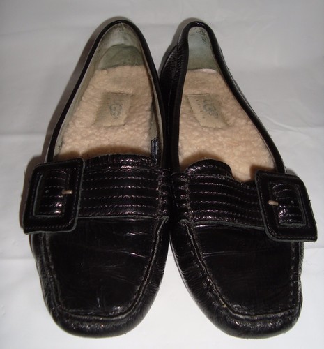 UGG Black Patent Buckle Driving Loafers 5 US 3.5 UK 36 EUR Slip On Shoes - Picture 2 of 10
