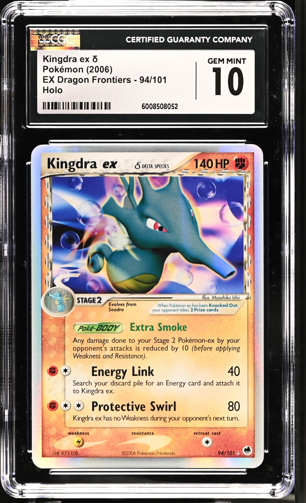CGC 10 GEM MINT Kingdra ex 2006 EX Dragon Frontiers 94/101 Holo Pokemon Card 