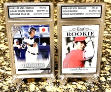 2 SHOHEI OHTANI 2018 GRADED GEM-MT 10 LEAF Achievement & Exc Flag ROOKIE LOT!