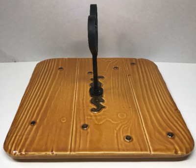 Vintage Barbotine Plateau Imitation Holz Vallauris H 2,5 L 28,5 L 27,5 Cm