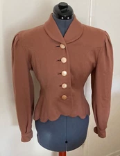 VTG LILLI ANN Dusty Rose Coral 50s Short Fitted Hourglass Peplum Jacket SMALL