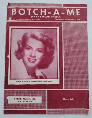 Botch A Me Ba Ba Baciami Piccina Sheet Music Vintage 1952 Rosemary Clooney