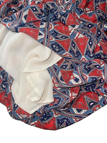 PAPER CROWN SOLD AT ANTHROPOLOGIE Women's Small Boho Red Blue Dress - Picture 10 of 15