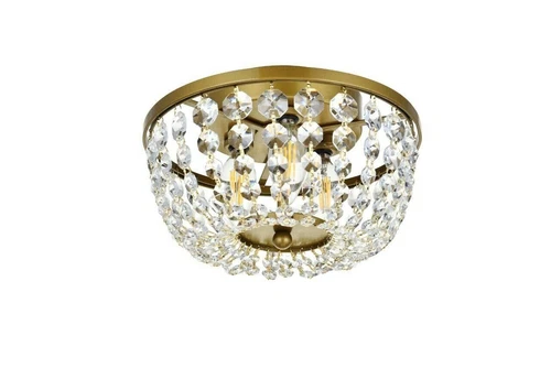 Flush Mount Crystal Chandelier Light Fixture Dining Room Bedroom Brass Color 10" - Picture 4 of 9