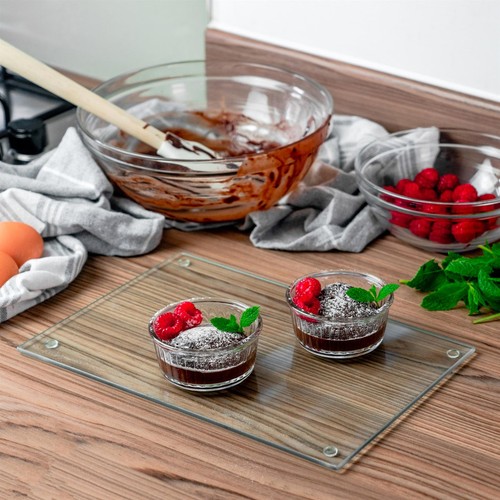 12pc Rectangle Glass Placemats & Square Coasters Set 30cm x 20cm Clear Mats Set - Picture 5 of 7