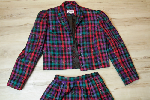 Mujer De Colección Lorch Cuadros Tweed Secretaria Oficina Chaqueta Falda Conjunto de 2 Piezas Talla 8 - Imagen 5 de 18