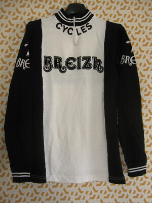 Maillot Cycliste Vintage Bretagne - Noret Manches Longues, Années 70, Taille S