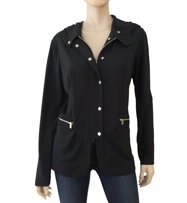 ANGEL APPAREL Black Stretch Knit Hooded Jacket sz L and XL NEW WITH TAGS