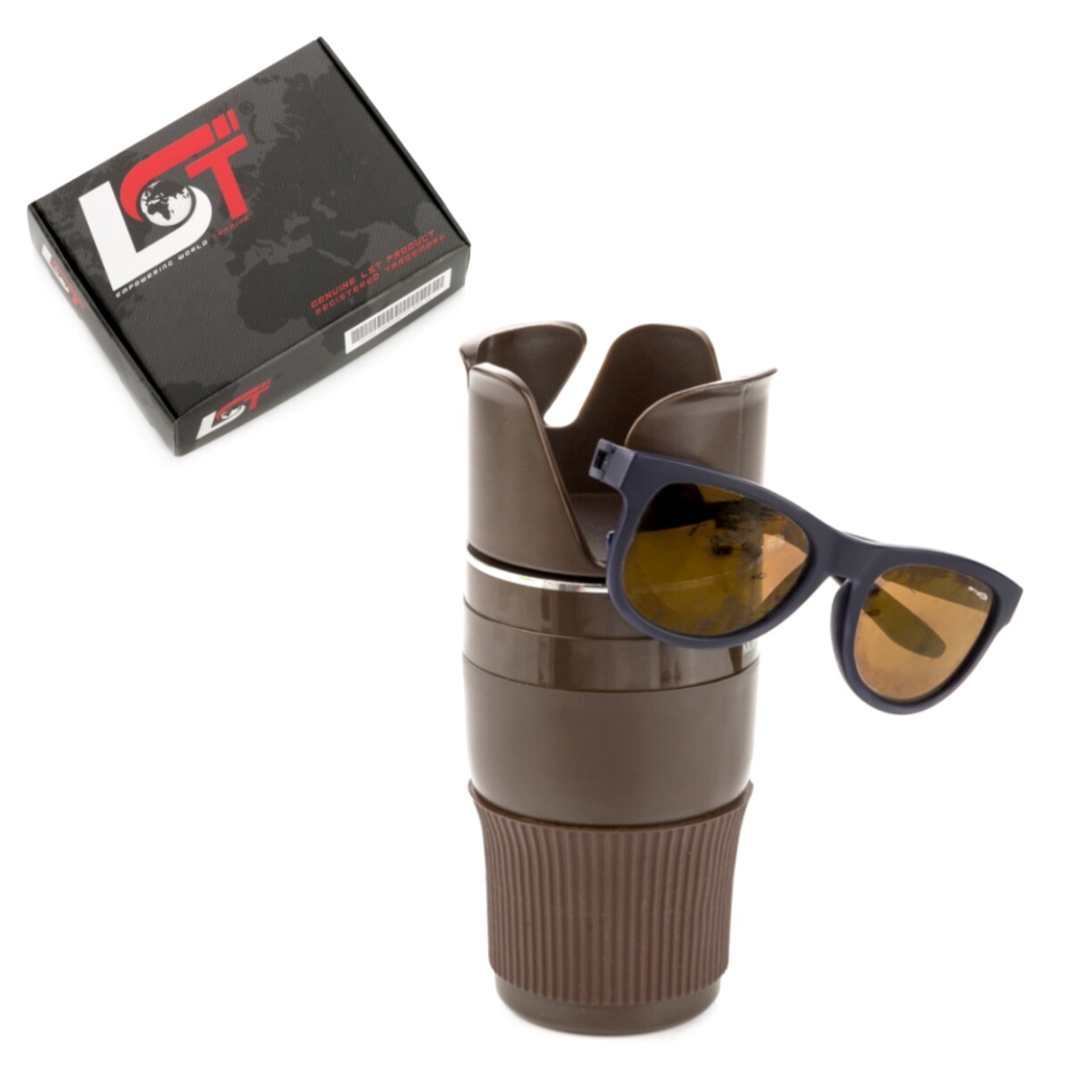 Multifunctional Cup Holder Storage Compartment 5in1 Brown for RENAULT