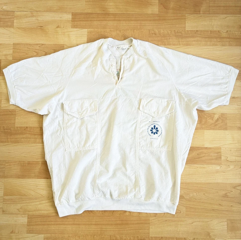 Vintage 80s Acapulco Parrot Henley Button Shirt Ribbed Collar Beach Surf RARE - Image 3 of 4