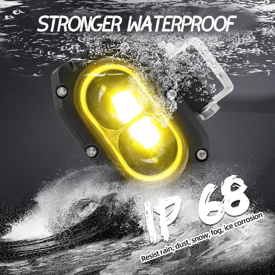 Cápsulas LED ámbar blanco 4"" luces de zanja DRL ROJO + ajuste estroboscópico Toyota Tacoma 2005-2015 Foto 4 de 4