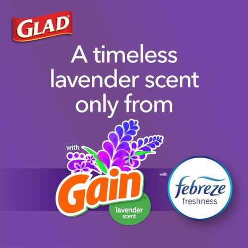 Glad ForceFlex Tall Kitchen Drawstring Trash Bags, 13 Gal, Gain Lavender, 80 ct. - Picture 4 of 7