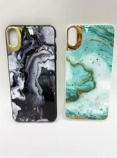 New I Phone Aqua Or Black Marble Plastic Cell Phone Case Cover