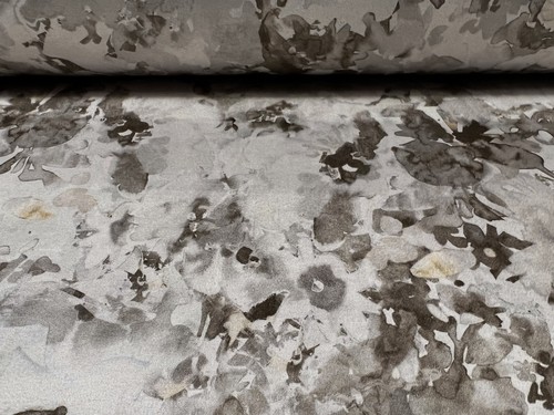 Faux Suede Stretch Spandex Jersey Fabric, Per Metre - Stylised Floral Print Grey - Picture 2 of 4