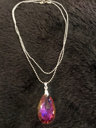 NECKLACE crystal Rainbow Pendant With Sterling Silver 24" Ball Chain - Picture 2 of 10