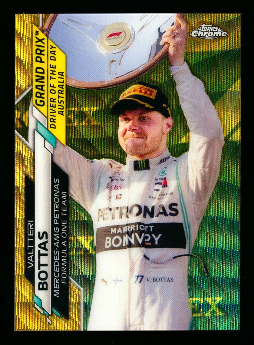 2020 TOPPS CHROME F1 #154 VALTTERI BOTTAS RC GOLD WAVE REFRACTOR AUSTRALIA #/50!