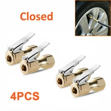 4PCS 1/4" NPT STRAIGHT BRASS LOCK-ON CAR TIRE INFLATOR AIR CHUCK HOSE HEAVY DUTY