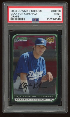 Clayton Kershaw 2008 Bowman Chrome Draft Topps RC #BDP26 Rookie Card PSA 9
