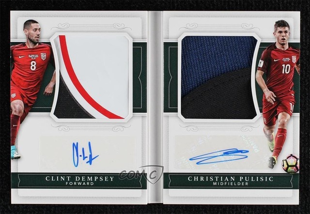 2018 National Treasures Bronze 2/15 Christian Pulisic Clint Dempsey Auto 1vy
