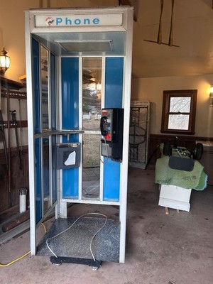 Vintage Payphone Kiosk Telephone Phone Blue Box Coin Wall Booth Metal Walk Up