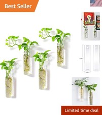 Wall-Mounted Plant Terrarium Propagation Station - 4 Cylinder Hanging Glass T...