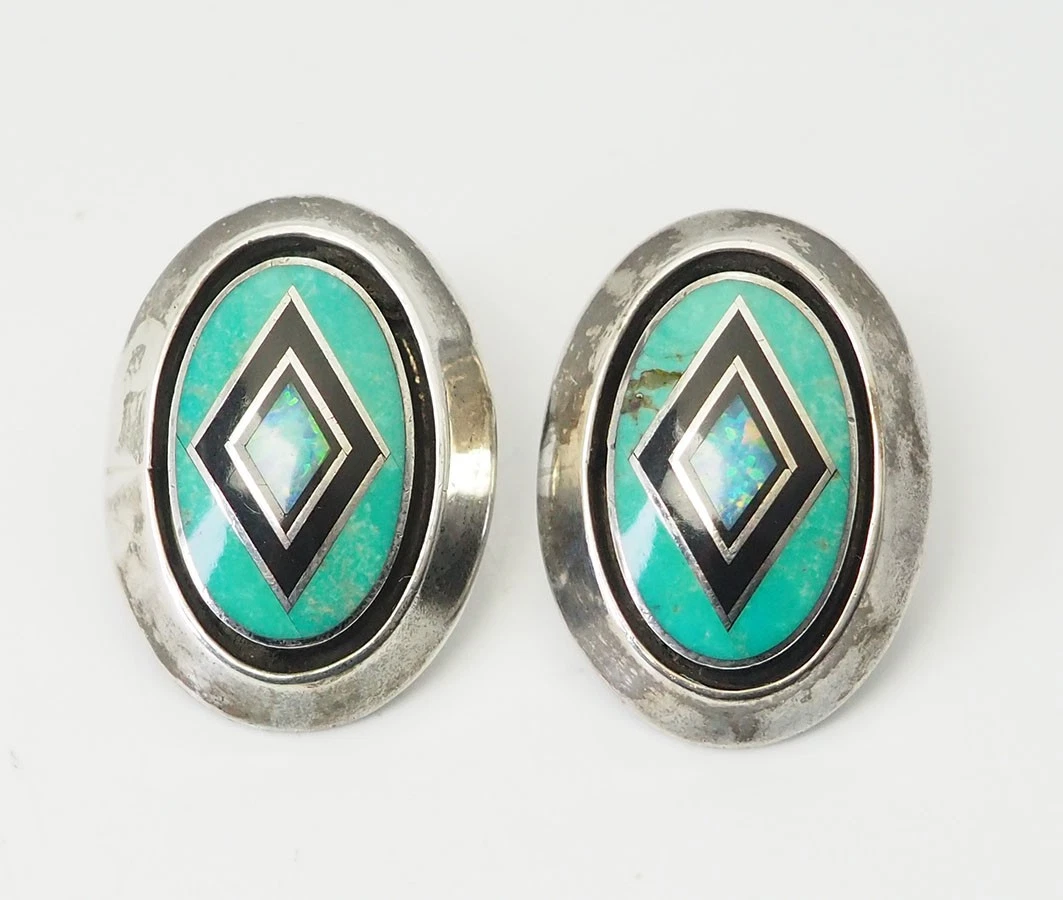 Orecchini Vintage Argento 925 Con Pendente Gufo E Turchese Naturale, 17.9x9.2 Mm, Regalo Per Donna In Portagioie
