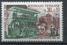 Timbre de 1969 - Omnibus de transport des facteurs vers 1890 - N° 1589 Neuf