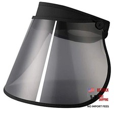 Sun Visors Hats Women Roll up Adjustable Outdoors Wide Brim Clear Visor C-black