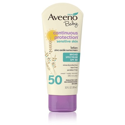 Aveeno Baby SPF 50 Sunscreen Continuous Protection For Sensitive Skin 3 Ounce