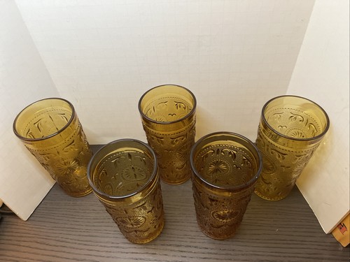 Set Of 5 Vintage BROCKWAY GLASS 8 Ounce Flat Tumblers Iced Tea Glasses - Picture 3 of 3