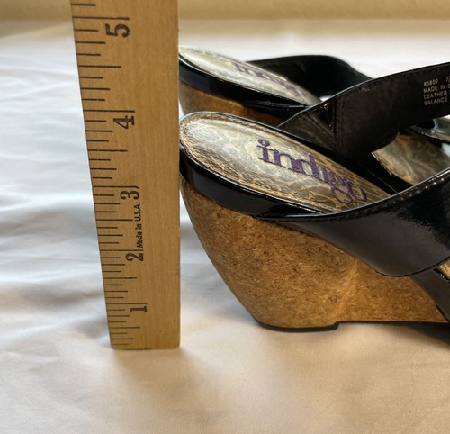Indigo by Clarks Damen-Slipper schwarz Leder Keilabsatz Korkabsatz Größe 7,5 M - Bild 7 von 16