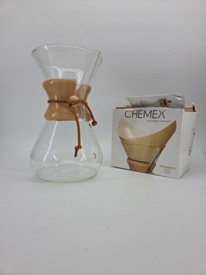 Chemex Classic Pour Over Drip Glass Coffemaker 50oz 10 Cup CM-10A + 37 Filters
