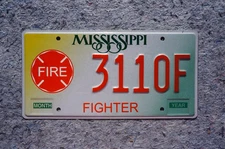 Mississippi FIREFIGHTER License Plate Fire Fighter