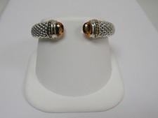 Designer LAGOS Sterling Silver 18k Signature Caviar Citrine Cuff Bracelet