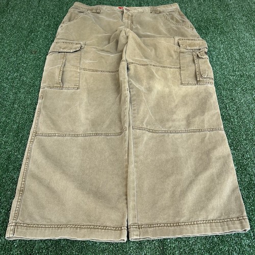 VTG Y2K Men's Union Bay Baggy Olive Green Canvas Cargo Pants 38x28" 21" Openings
