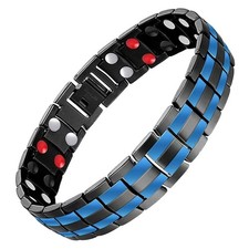 Gorgeous Men Magnetic Black blue Bracelet for men Relief Balance Energy Power