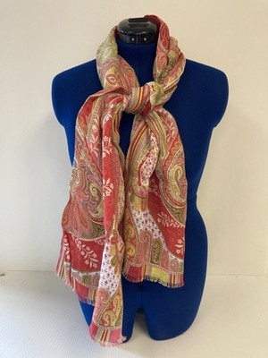 ETRO Red/green/white Paisley Print Scarf E6-11