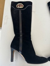 Y2K Vintage Gucci boots Sz7 38 black suede in...