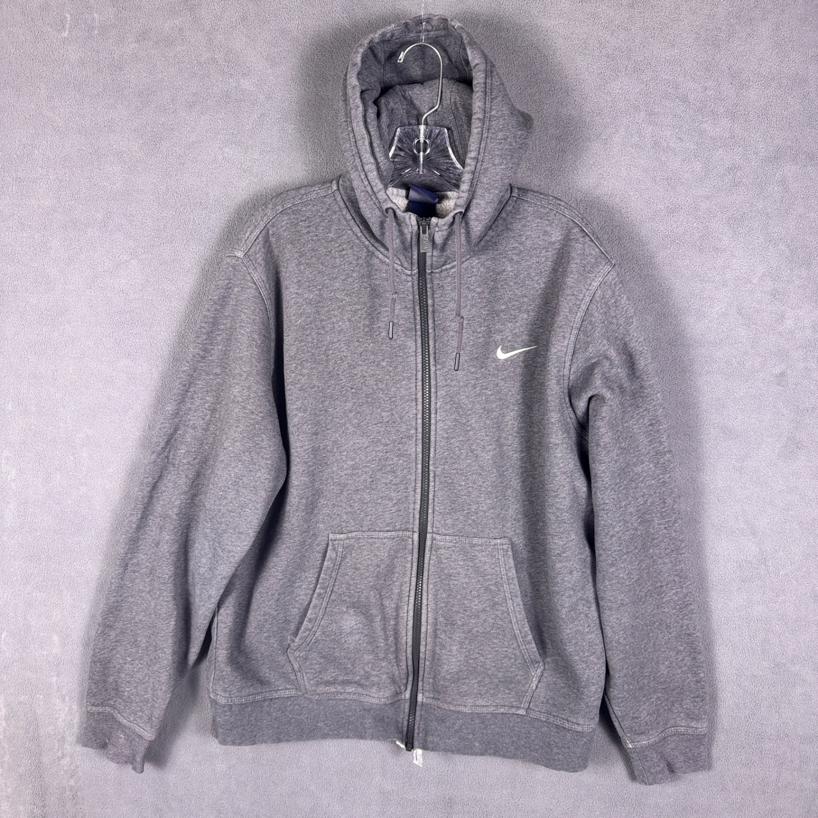 Nike Mens Hoodie XL Full Zip Blue Tag Y2K Gray Skate