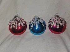 Rauch Candy Inspired Glass Christmas Ornaments Lot of 3 Pink Blue 