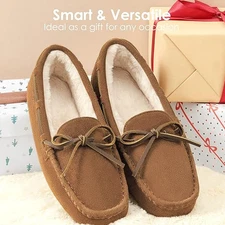 Women Moccasin Loafer Shoes Warm Faux Fur Lining Comfort Slip On House Slippers