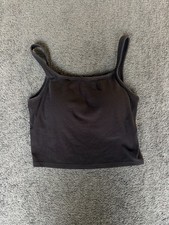 Airism Ribbed Tank Top Women's Medium Black Cotton Stretch Square Neck Pullover