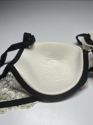 Victoria Secret Bra Size 36C Ivory/black Underwired Lined Adjustable Lace Floral - 第 5/9 張圖片